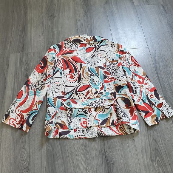 Loro Piana Blazer Womens 42 Multicolor Linen Silk Floral Paisley Pattern Italy - Picture 2 of 14